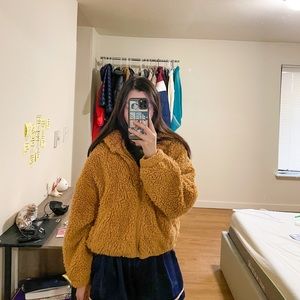 Yellow Teddy Zip Up Jacket